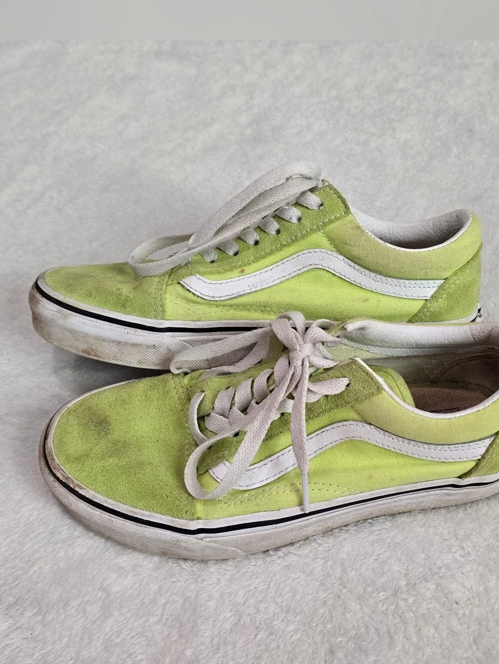 Women's Vans Shoes Off The Wall Old Skool Lime Green Suede Sneakers Size 6